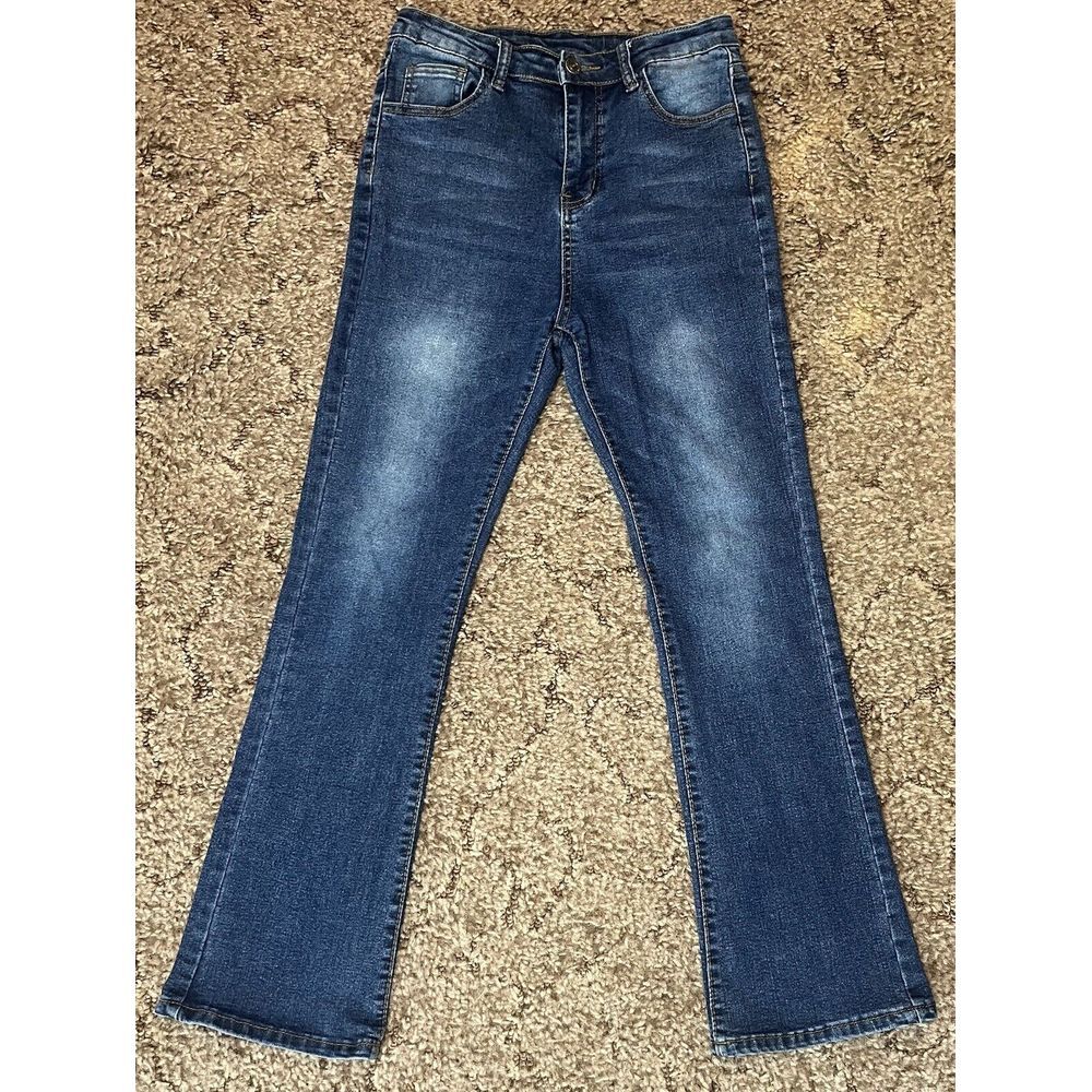 Drazup Jeans Womens 26 Blue‎ Denim Boot Cut Pants Dark Wash Faded